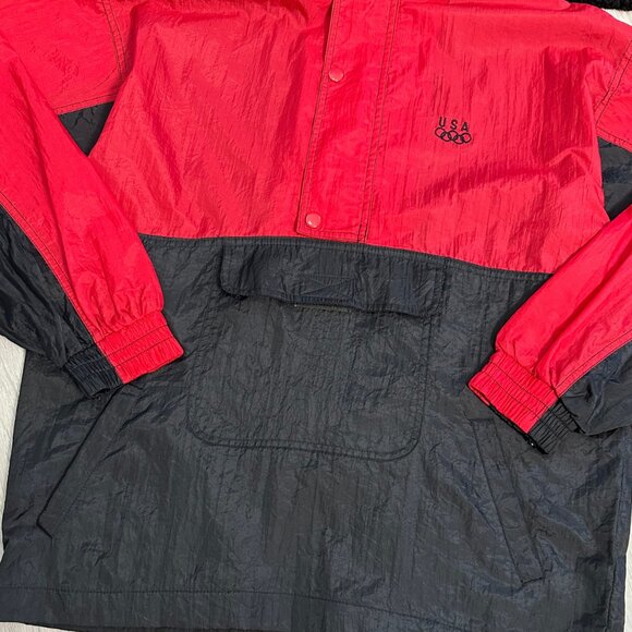 Vintage USA Olympics JC Penny 1/2 Zip Nylon Windbreaker Jacket - Size Medium - Picture 3 of 7